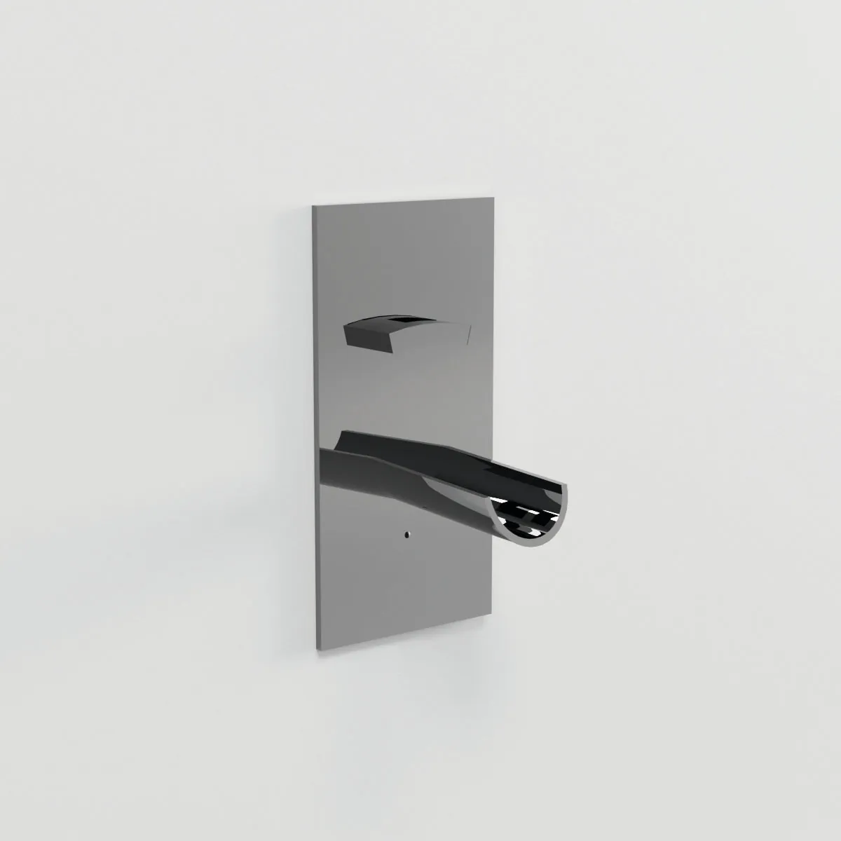 Detail van een Bongio Inox 316 wandkraan in gepolijst, spiegelend roestvrij staal